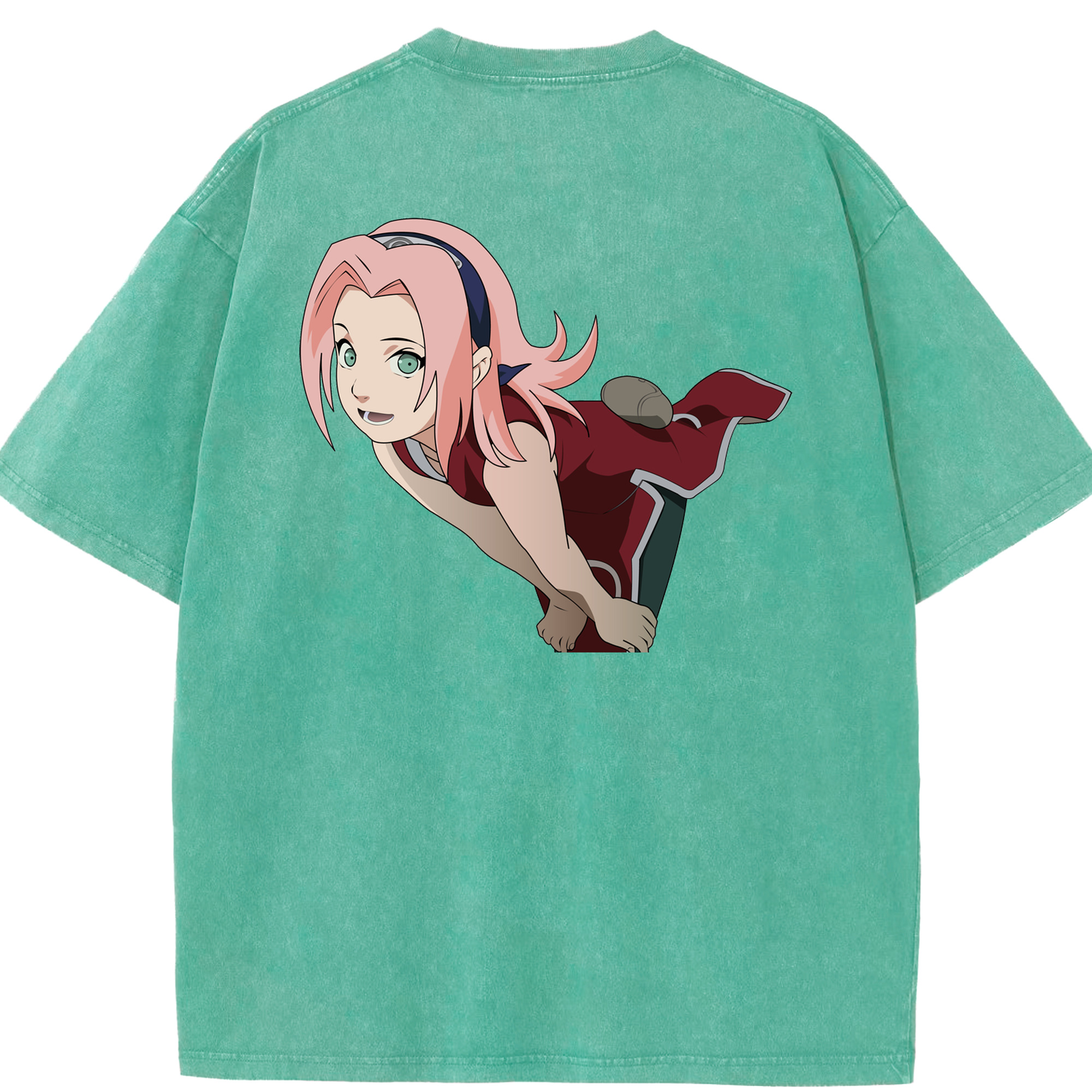 （画像用） NARUTO -ナルト- 春野サクラ Haruno Sakura 綿100% ヴィンテージ風 半袖Tシャツ（背面プリント）